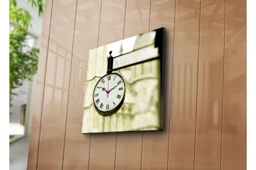 Dekorativ Canvasmålning med Klocka - Flerfärgad - Inredning - Väggdekor - Väggklocka & väggur