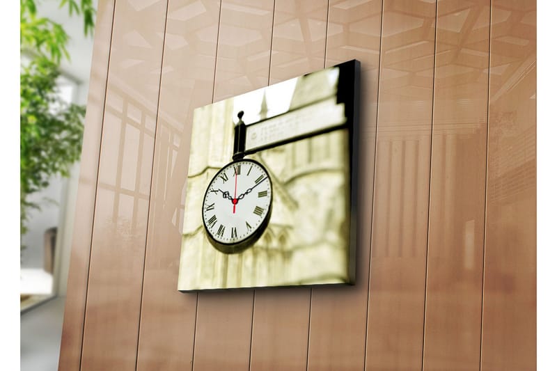 Dekorativ Canvasmålning med Klocka, Flerfärgad