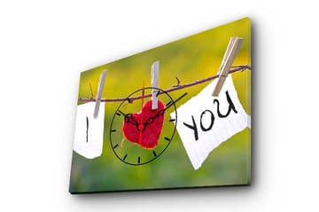 Dekorativ Canvasmålning med Klocka - Flerfärgad - Inredning - Väggdekor - Väggklocka & väggur