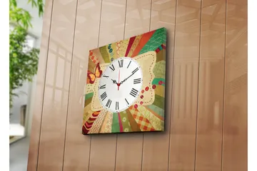 Dekorativ Canvasmålning med Klocka - Flerfärgad - Inredning - Väggdekor - Väggklocka & väggur