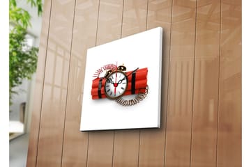 Dekorativ Canvasmålning med Klocka - Flerfärgad - Inredning - Väggdekor - Väggklocka & väggur