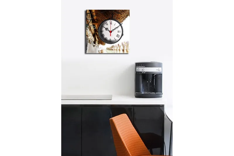 Dekorativ Canvasmålning med Klocka - Flerfärgad - Inredning - Väggdekor - Väggklocka & väggur