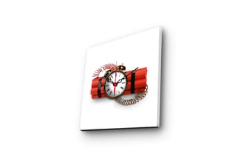 Dekorativ Canvasmålning med Klocka - Flerfärgad - Inredning - Väggdekor - Väggklocka & väggur