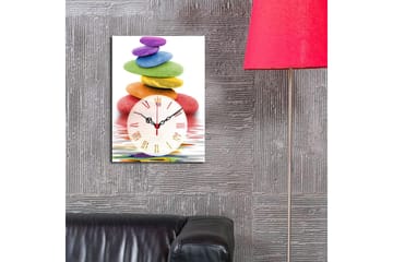 Dekorativ Canvasmålning med Klocka - Flerfärgad - Inredning - Väggdekor - Väggklocka & väggur