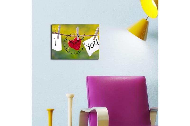 Dekorativ Canvasmålning med Klocka - Flerfärgad - Inredning - Väggdekor - Väggklocka & väggur