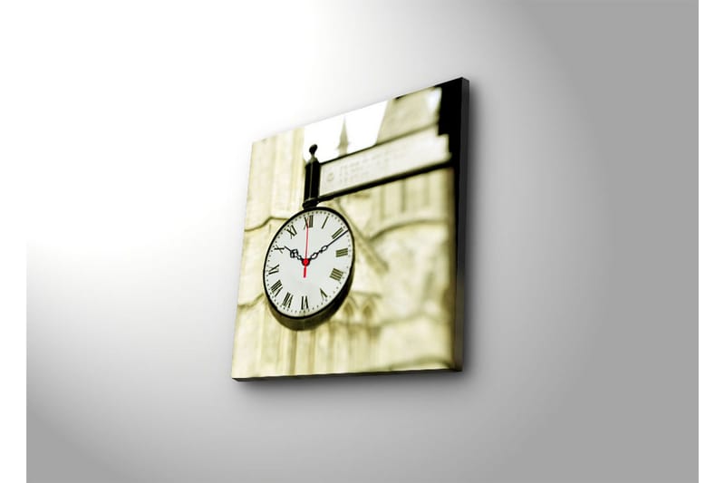 Dekorativ Canvasmålning med Klocka - Flerfärgad - Inredning - Väggdekor - Väggklocka & väggur