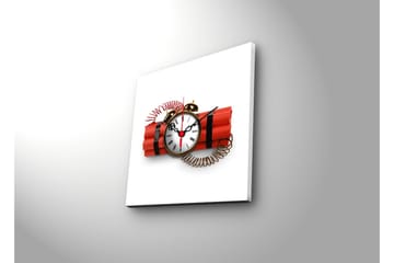 Dekorativ Canvasmålning med Klocka - Flerfärgad - Inredning - Väggdekor - Väggklocka & väggur
