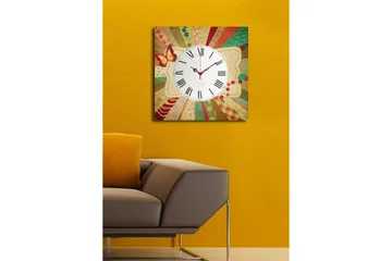 Dekorativ Canvasmålning med Klocka - Flerfärgad - Inredning - Väggdekor - Väggklocka & väggur