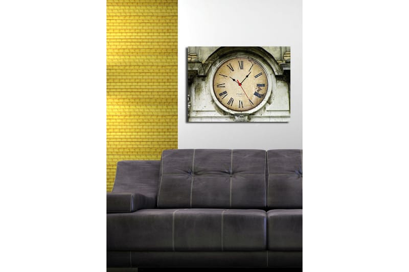 Dekorativ Canvasmålning med Klocka - Flerfärgad - Inredning - Väggdekor - Väggklocka & väggur