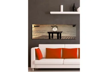 Dekorativ Canvasmålning med Klocka - Flerfärgad - Inredning - Väggdekor - Väggklocka & väggur