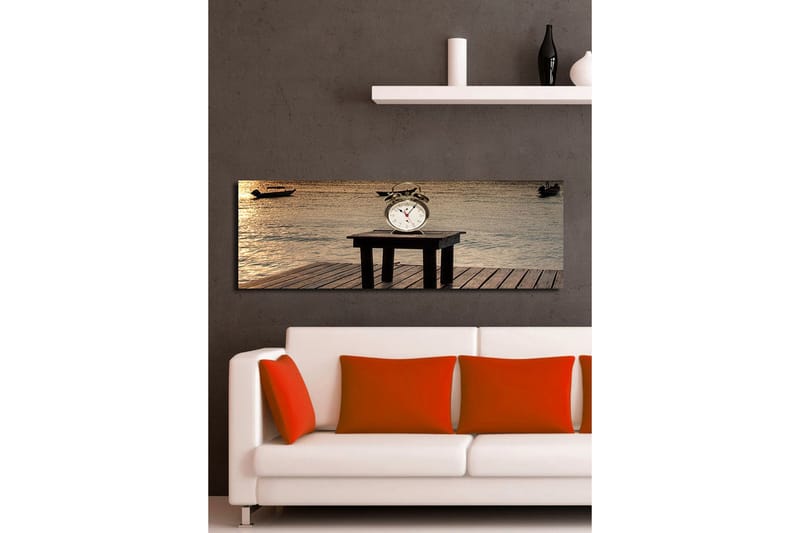 Dekorativ Canvasmålning med Klocka - Flerfärgad - Inredning - Väggdekor - Väggklocka & väggur