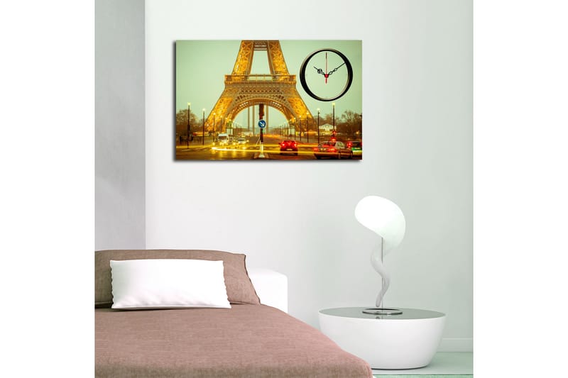 Dekorativ Canvasmålning med Klocka - Flerfärgad - Inredning - Väggdekor - Väggklocka & väggur