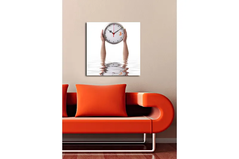 Dekorativ Canvasmålning med Klocka - Flerfärgad - Inredning - Väggdekor - Väggklocka & väggur