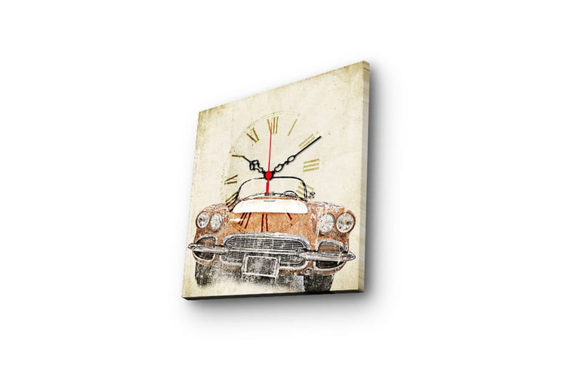 Dekorativ Canvasmålning med Klocka - Flerfärgad - Inredning - Väggdekor - Väggklocka & väggur