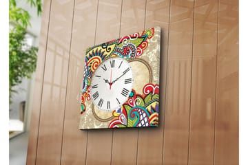 Dekorativ Canvasmålning med Klocka - Flerfärgad - Inredning - Väggdekor - Väggklocka & väggur