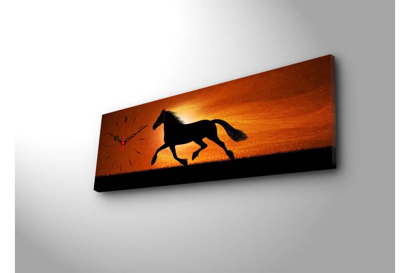 Dekorativ Canvasmålning med Klocka - Flerfärgad - Inredning - Väggdekor - Väggklocka & väggur