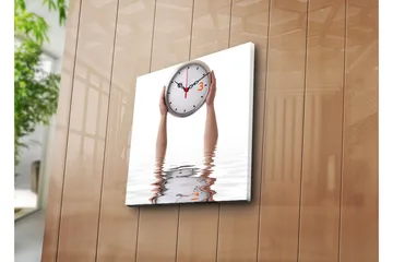 Dekorativ Canvasmålning med Klocka - Flerfärgad - Inredning - Väggdekor - Väggklocka & väggur