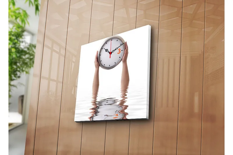 Dekorativ Canvasmålning med Klocka, Flerfärgad