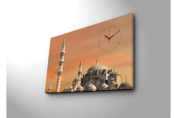 Dekorativ Canvasmålning med Klocka - Flerfärgad - Inredning - Väggdekor - Väggklocka & väggur