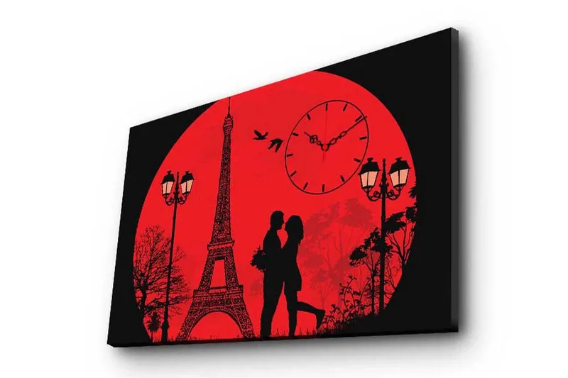 Dekorativ Canvasmålning med Klocka, Flerfärgad