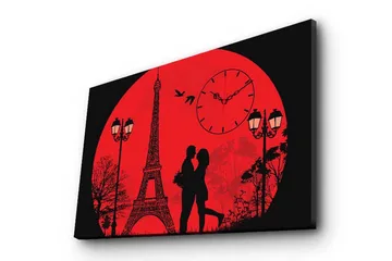 Dekorativ Canvasmålning med Klocka - Flerfärgad - Inredning - Väggdekor - Väggklocka & väggur