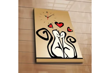 Dekorativ Canvasmålning med Klocka - Flerfärgad - Inredning - Väggdekor - Väggklocka & väggur