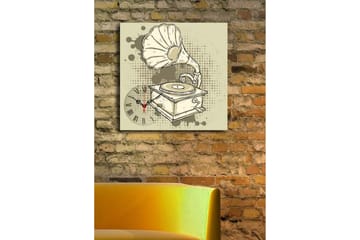 Dekorativ Canvasmålning med Klocka - Flerfärgad - Inredning - Väggdekor - Väggklocka & väggur
