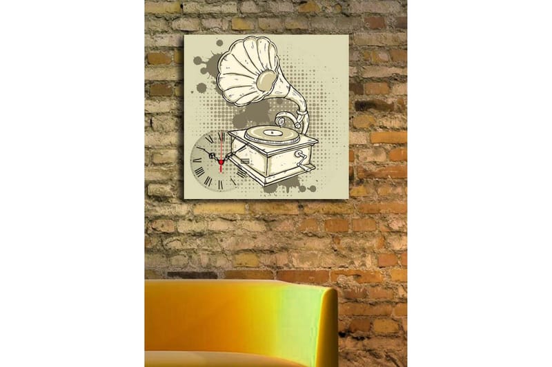 Dekorativ Canvasmålning med Klocka - Flerfärgad - Inredning - Väggdekor - Väggklocka & väggur