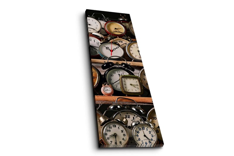 Dekorativ Canvasmålning med Klocka - Flerfärgad - Inredning - Väggdekor - Väggklocka & väggur