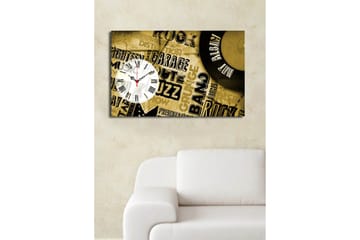 Dekorativ Canvasmålning med Klocka - Flerfärgad - Inredning - Väggdekor - Väggklocka & väggur