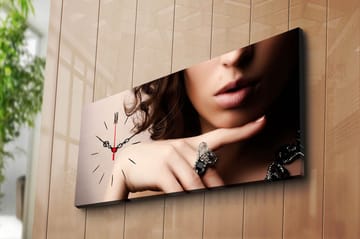 Dekorativ Canvasmålning med Klocka - Flerfärgad - Inredning - Väggdekor - Väggklocka & väggur