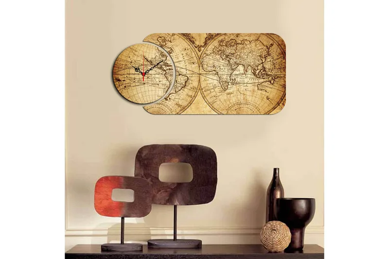 Dekorativ MDF-klocka 2 Delar - Flerfärgad - Inredning - Väggdekor - Väggklocka & väggur