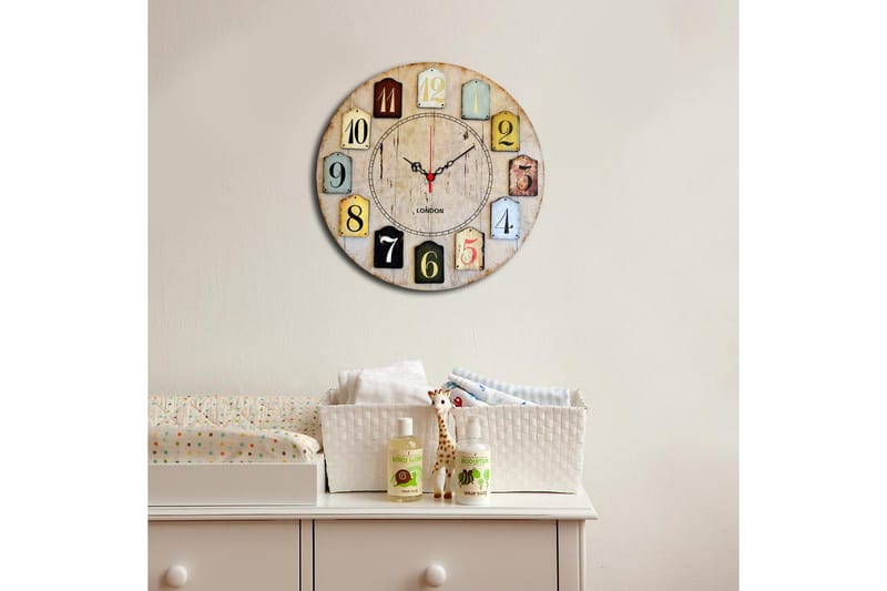 Dekorativ MDF-klocka - Flerfärgad - Inredning - Väggdekor - Väggklocka & väggur