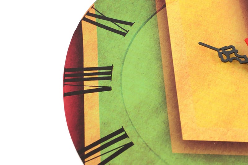 Dekorativ MDF-klocka - Flerfärgad - Inredning - Väggdekor - Väggklocka & väggur