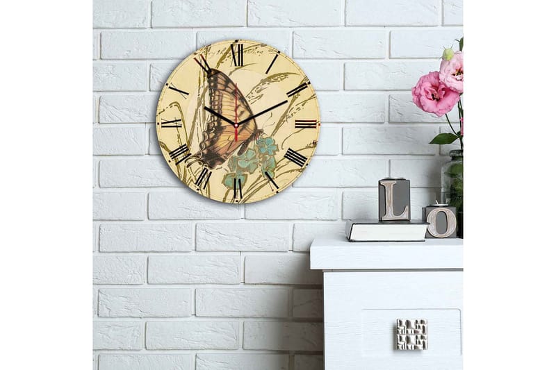 Dekorativ MDF Väggklocka 30 cm - Flerfärgad - Inredning - Väggdekor - Väggklocka & väggur