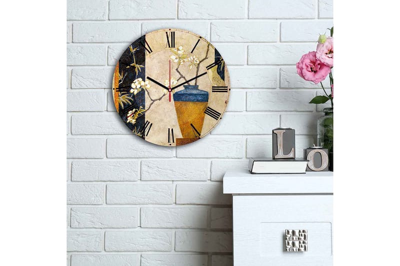 Dekorativ MDF Väggklocka 30 cm - Flerfärgad - Inredning - Väggdekor - Väggklocka & väggur