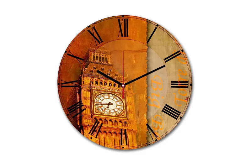 Dekorativ MDF Väggklocka 30 cm, Flerfärgad