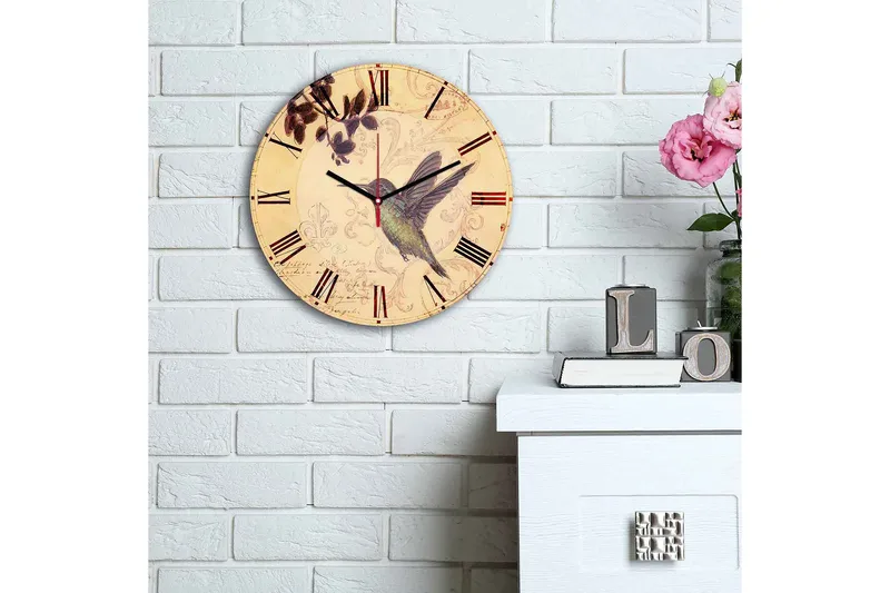 Dekorativ MDF Väggklocka 30 cm - Flerfärgad - Inredning - Väggdekor - Väggklocka & väggur