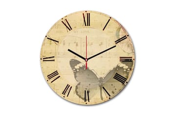 Dekorativ MDF Väggklocka 30 cm - Flerfärgad - Inredning - Väggdekor - Väggklocka & väggur