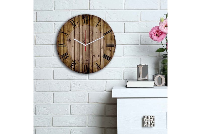 Dekorativ MDF Väggklocka 30 cm - Flerfärgad - Inredning - Väggdekor - Väggklocka & väggur