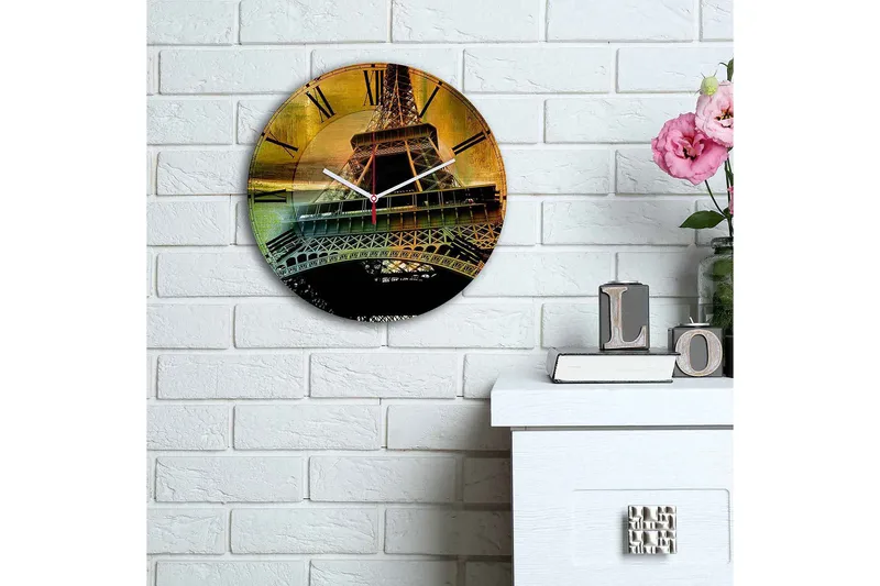 Dekorativ MDF Väggklocka 30 cm - Flerfärgad - Inredning - Väggdekor - Väggklocka & väggur