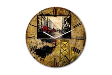 Dekorativ MDF Väggklocka 30 cm - Flerfärgad - Inredning - Väggdekor - Väggklocka & väggur