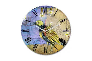 Dekorativ MDF Väggklocka 30 cm - Flerfärgad - Inredning - Väggdekor - Väggklocka & väggur