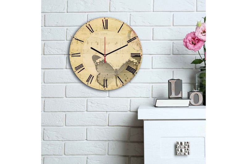 Dekorativ MDF Väggklocka 30 cm - Flerfärgad - Inredning - Väggdekor - Väggklocka & väggur