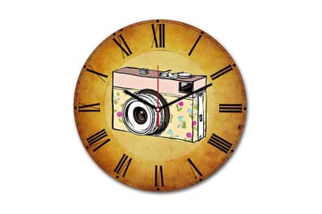 Dekorativ MDF Väggklocka 30 cm - Flerfärgad - Inredning - Väggdekor - Väggklocka & väggur