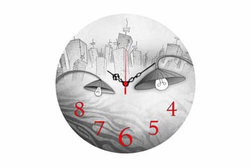 Dekorativ MDF Väggklocka 40 cm - Flerfärgad - Inredning - Väggdekor - Väggklocka & väggur