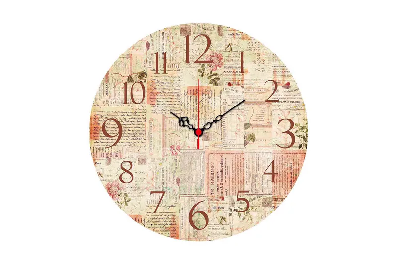 Dekorativ MDF Väggklocka 40 cm, Flerfärgad