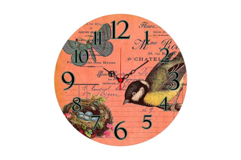 Dekorativ MDF Väggklocka 40 cm, Flerfärgad