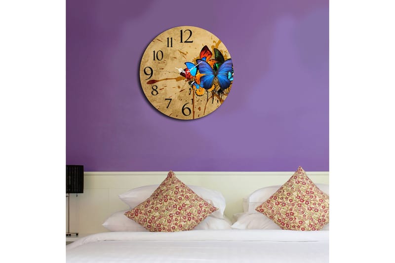 Dekorativ MDF Väggklocka 40 cm - Flerfärgad - Inredning - Väggdekor - Väggklocka & väggur