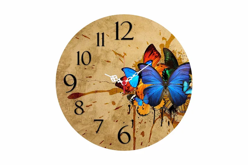 Dekorativ MDF Väggklocka 40 cm - Flerfärgad - Inredning - Väggdekor - Väggklocka & väggur